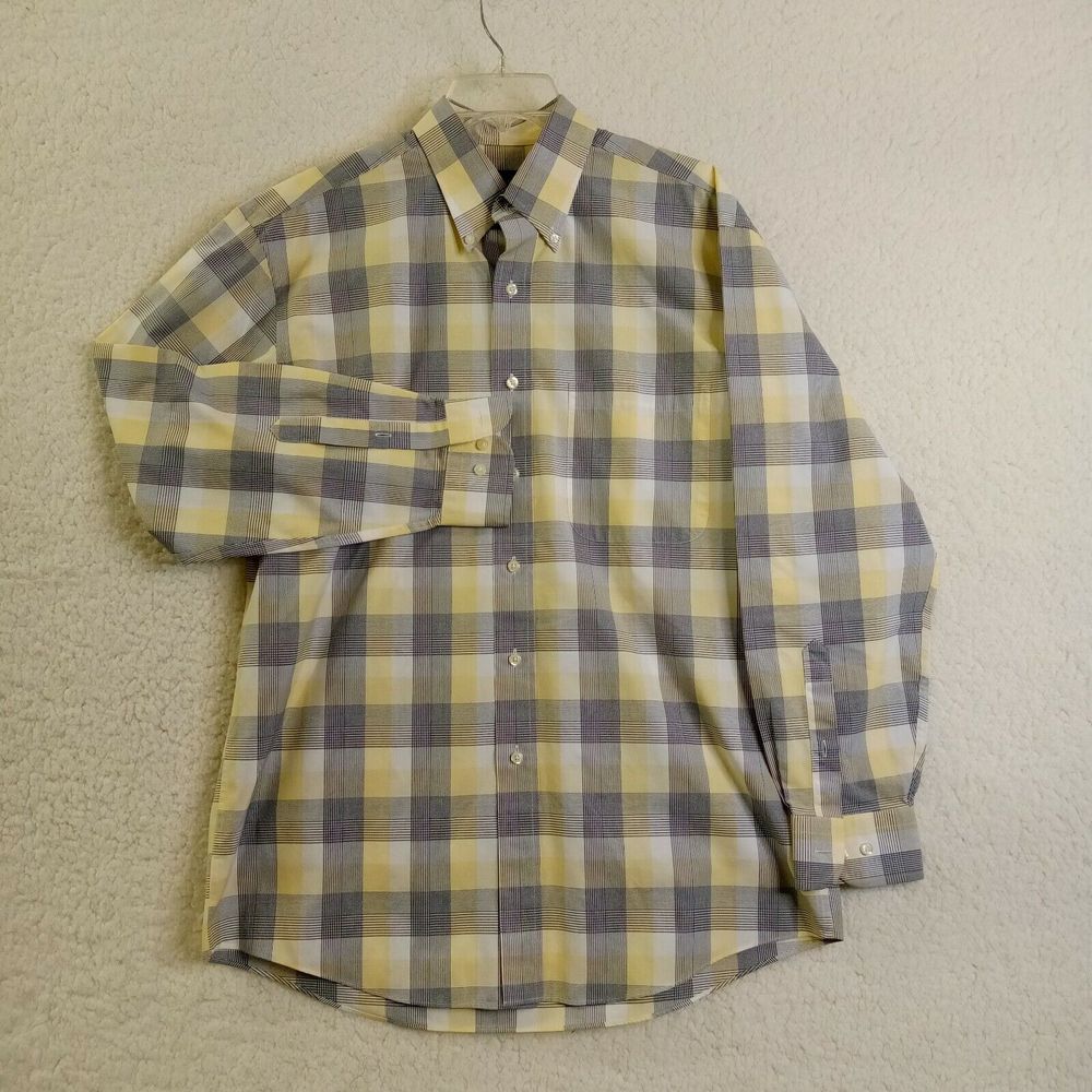 Jos. A. Bank Shirt Mens Medium Long‎ Sleeve Button Up Blue Yellow
